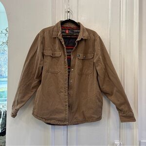 The American Outdoorsman Brown Fleece Lined Snap Chore Utility Shirt Jacket sz M